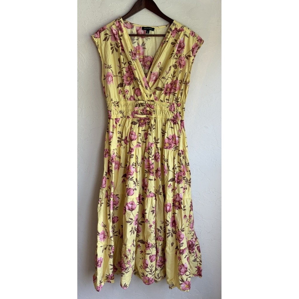 Meadow Rhodes Yellow Floral Tiered Maxi Dress XL Romantic Bohemian Cottagecore